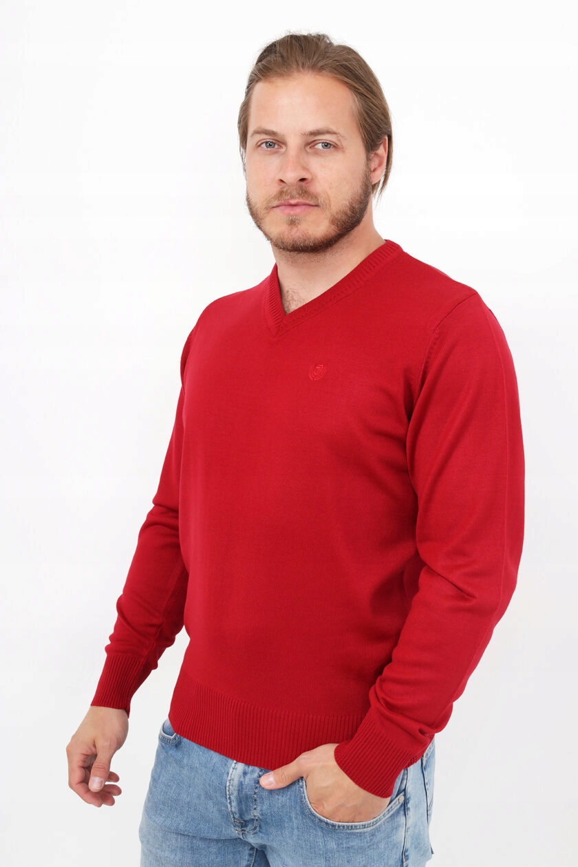 Męski sweter tarcza serek Trikko czerwony M