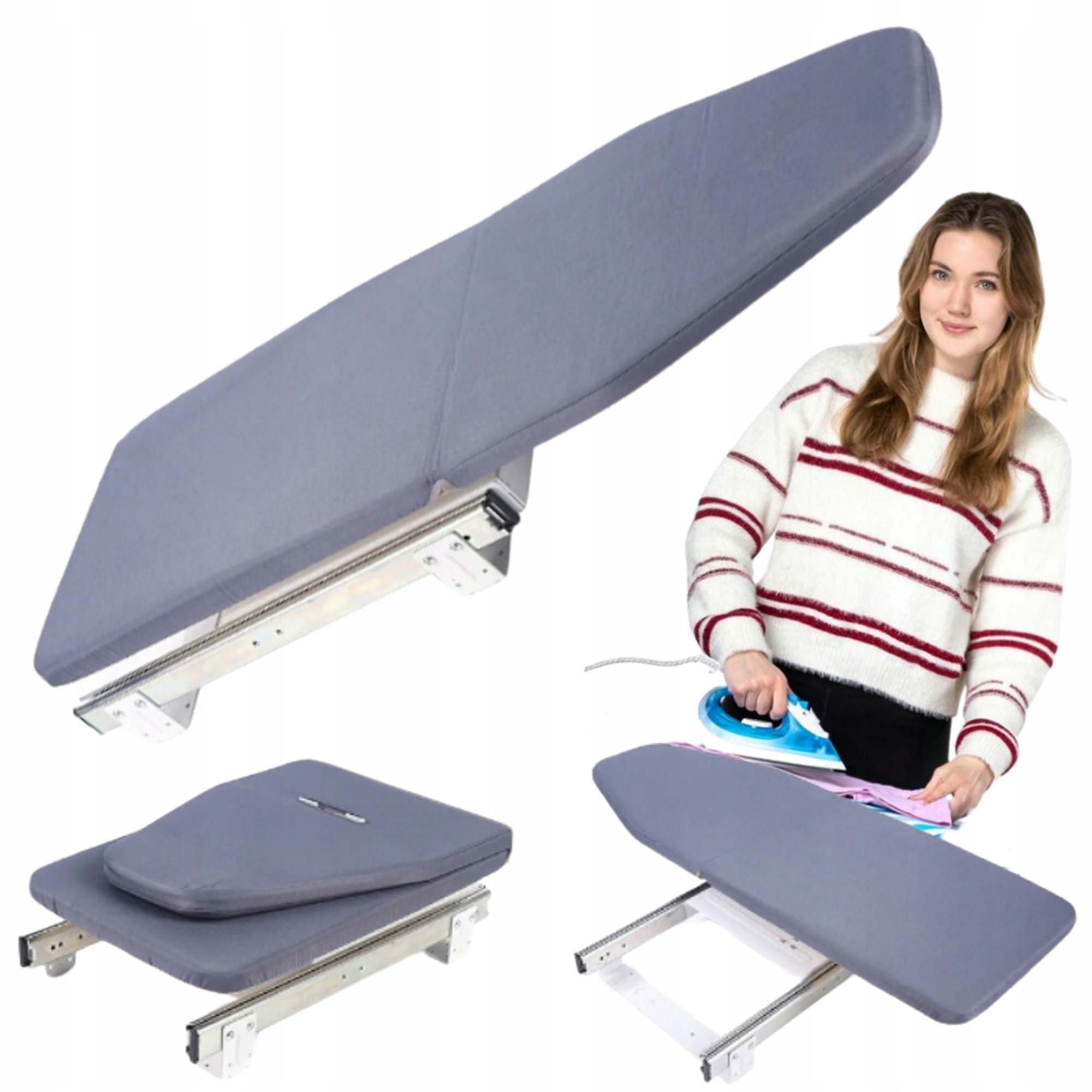 Levně velké výsuvné stabilní skládací žehlicí prkno rukávník 81x31 cm