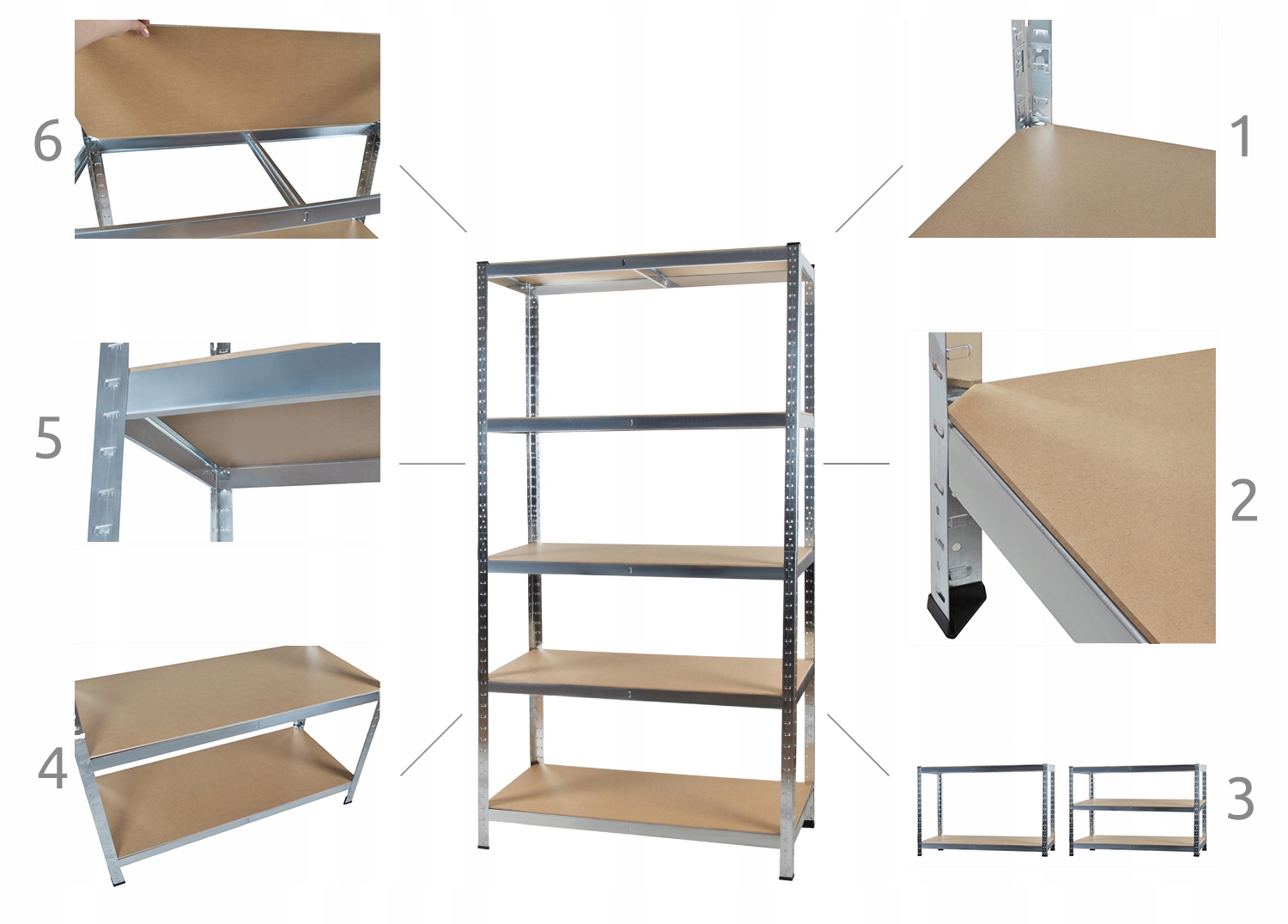 REGAL MAGAZYNOWY 220x100x45 METALOWY 5 POLEK 2W1 Material metal