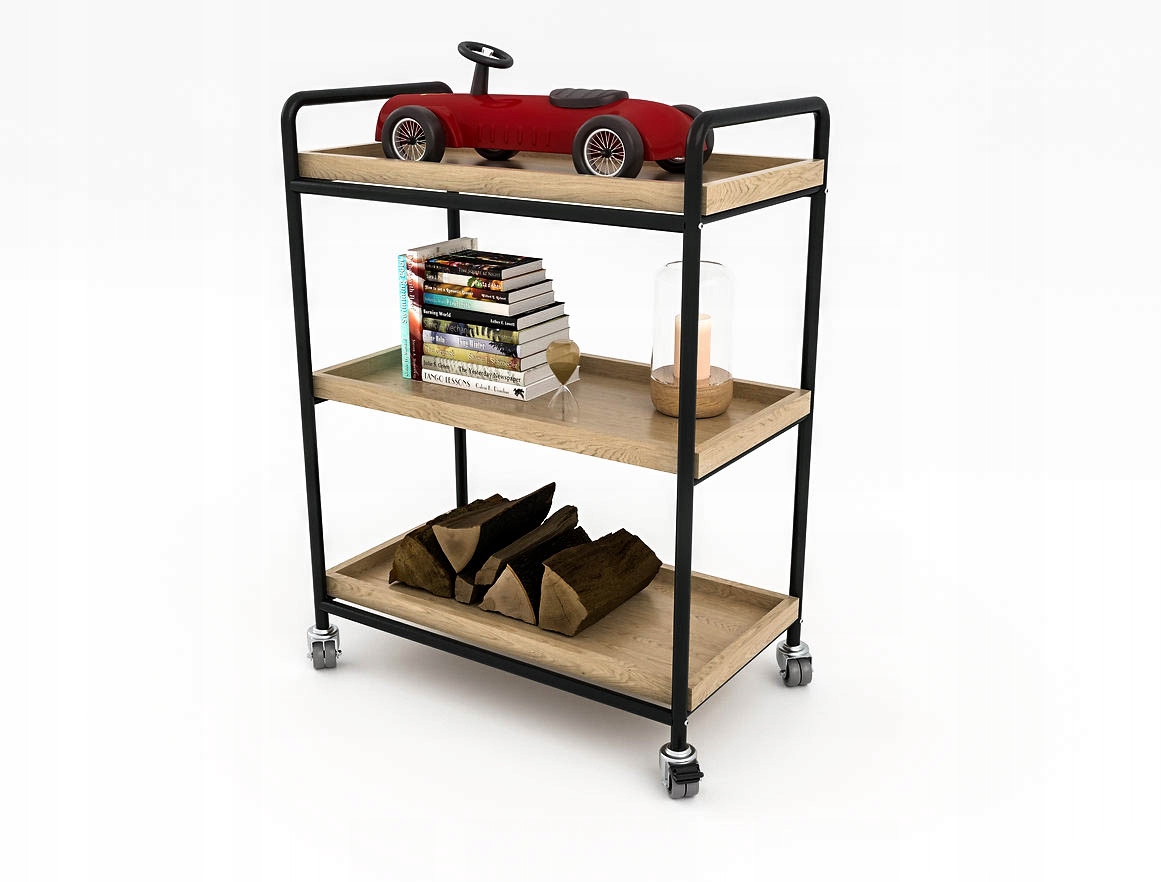 SZAFKA BAREK Z RURKI NA KÓŁKACH LOFT INDUSTRIALNY DĄB 112CM Marka inna