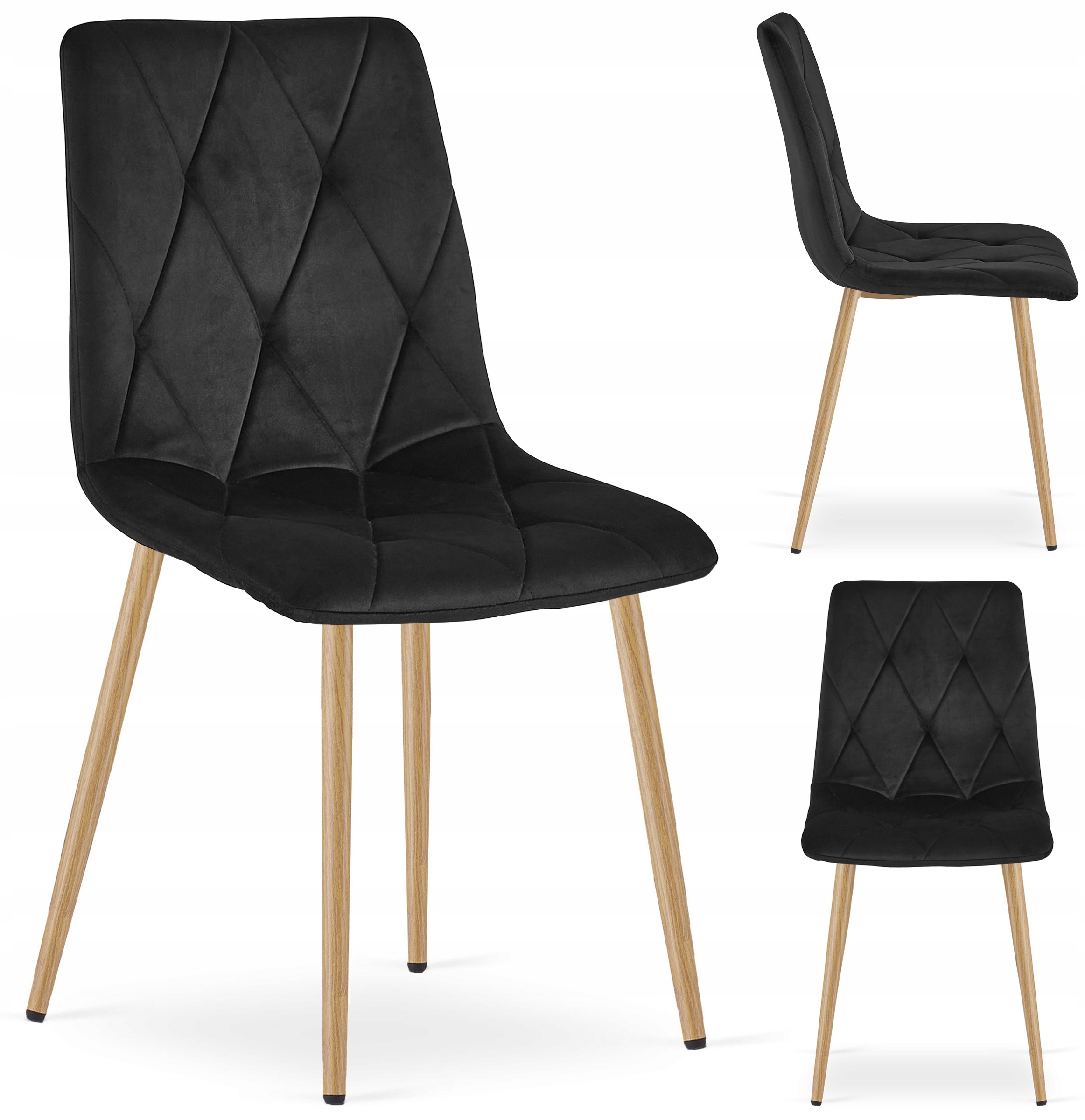 Krzesło Tapicerowane Welur Velvet Do Salonu Jadalni Welurowe Czarne Lumines