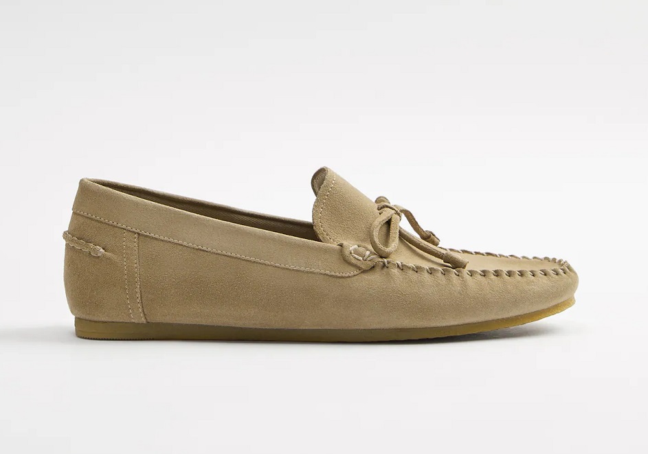 ZARA BEŻOWE SKÓRZANE MOKASYNY BUTY DRIVER 41