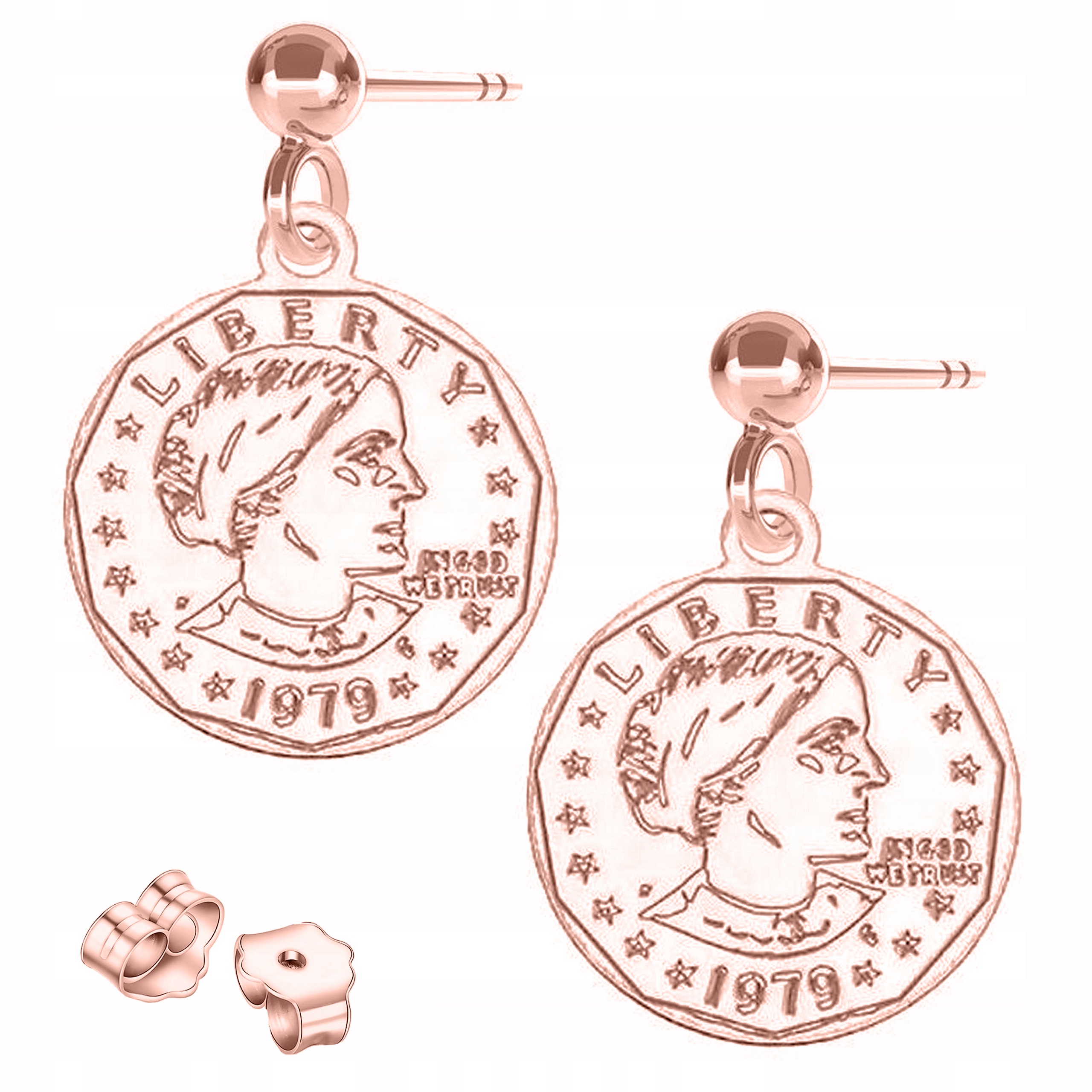 Náušnice Pozlacené mince Talismany Peníze Bilon Stříbro 925