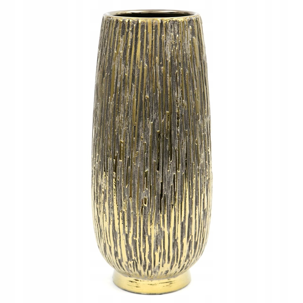 

Wazon Złoty Szary 34x15cm Ceramiczny 35 30