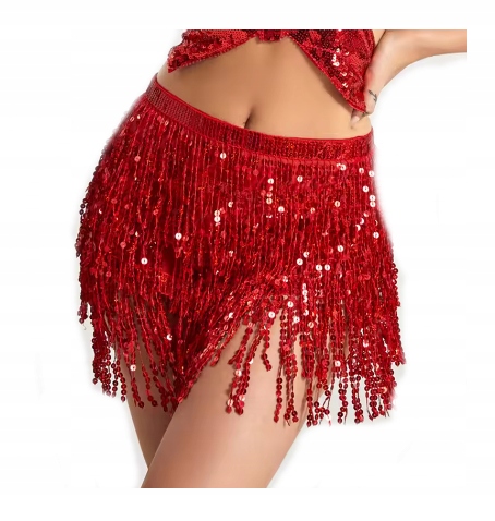 Chusta Do Tańca Brzucha Dla Kobiet Czerwona Z Cekinami 132