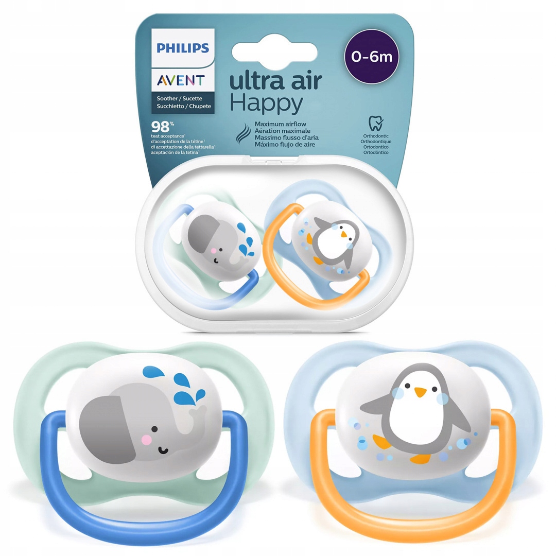 PHILIPS AVENT SMOCZEK USPOKAJAJĄCY ULTRA AIR symetryczny z etui 0+ 2pak