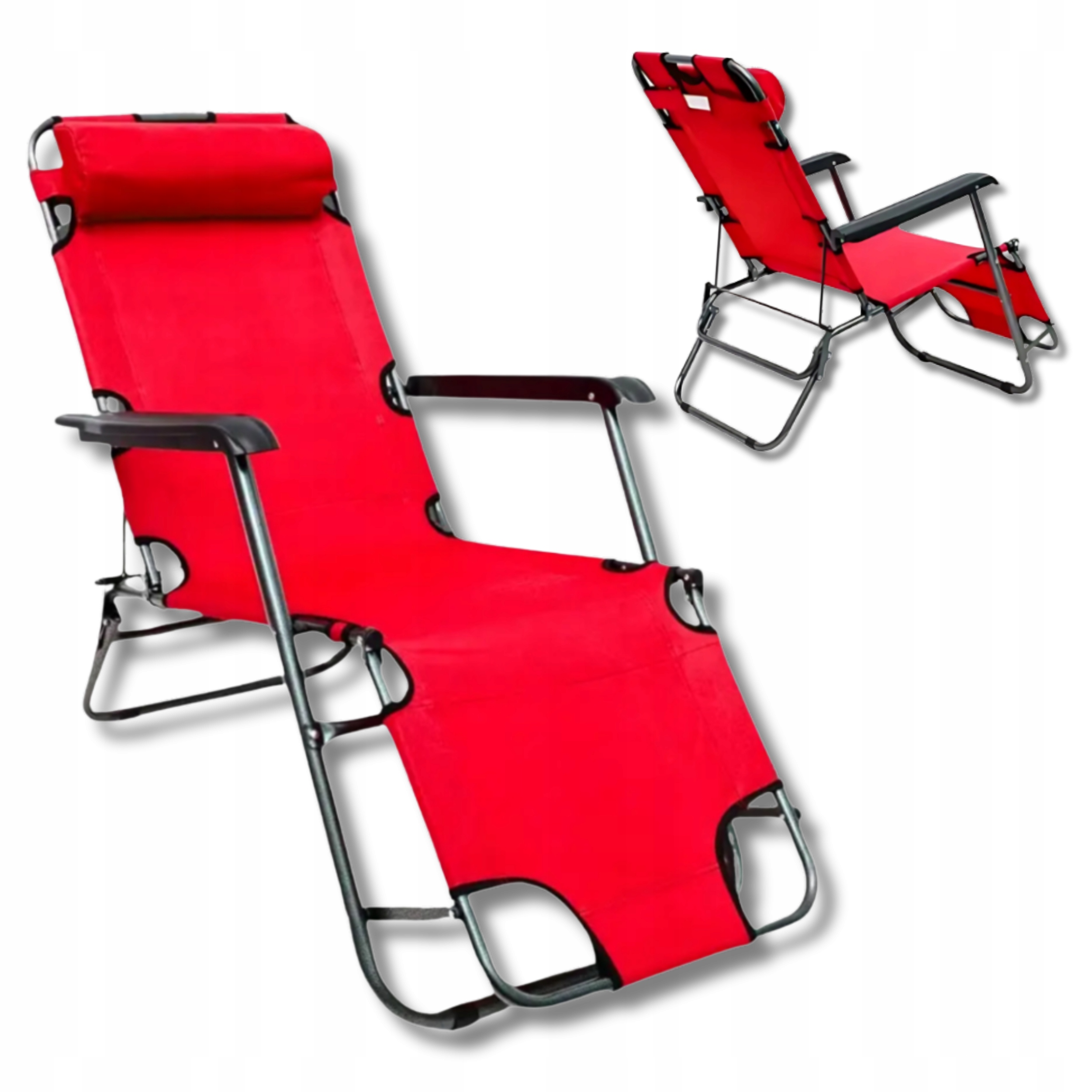 Leżak fotel ogrodowy plażowy turystyczny rozkładany z poduszką TY01