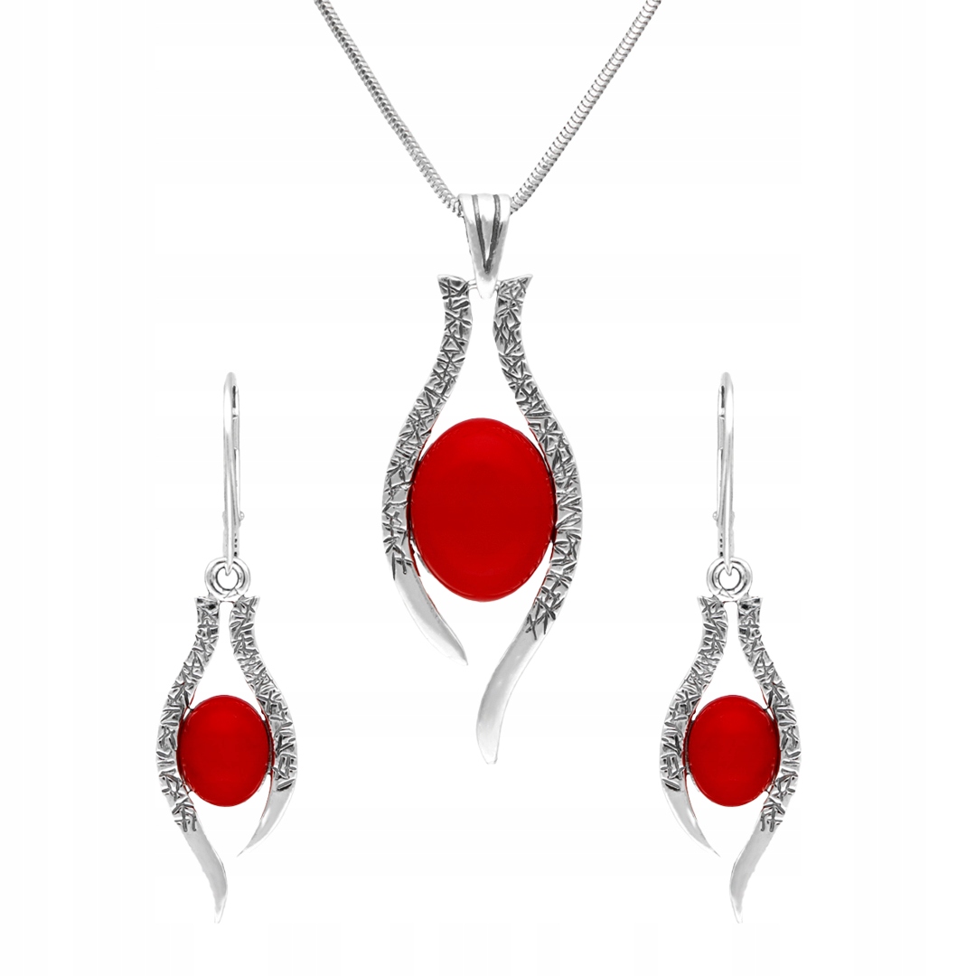 Komplet s korálem stříbro