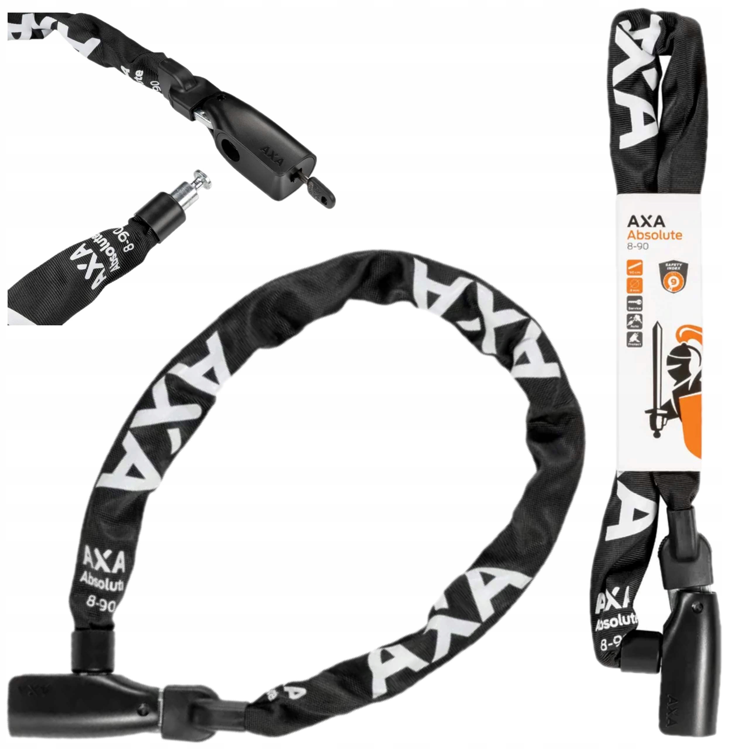 Zapięcie Do Roweru Axa Blokada Roweru Łańcuch Axa Absolute 90 cm 8 mm