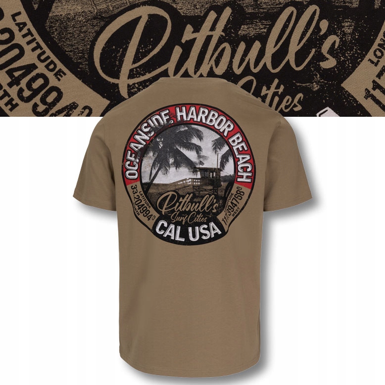 Męska Koszulka Pitbull Bawełniany Klasyczny T-shirt z nadrukiem Oceanside