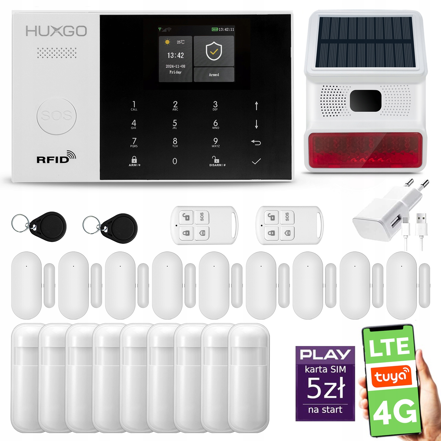 Bezdrôtový alarm WiFi Gsm 4G Lte s aplikáciou Tuya, Huxgo HXA005 4G