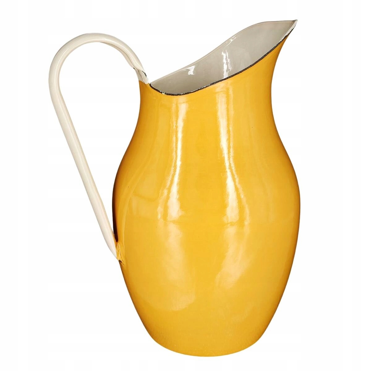 Smaltovaný džbán na vodu 2,6 l žlutý, ručně vyráběný do kuchyně, retro