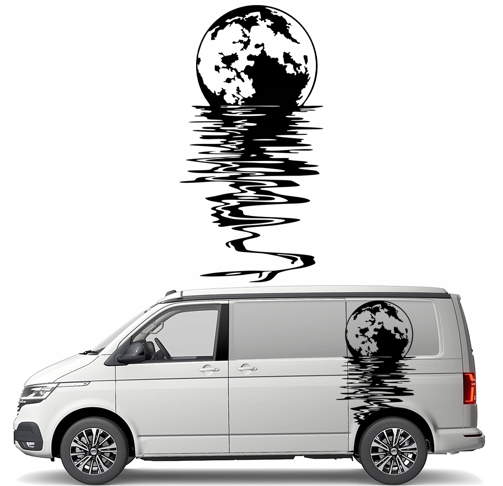 Samolepka Grafika na karavan Přívěs auto Měsíc Moře 90x47