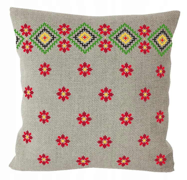 Vyšívací sada Polštář etnický lněný III