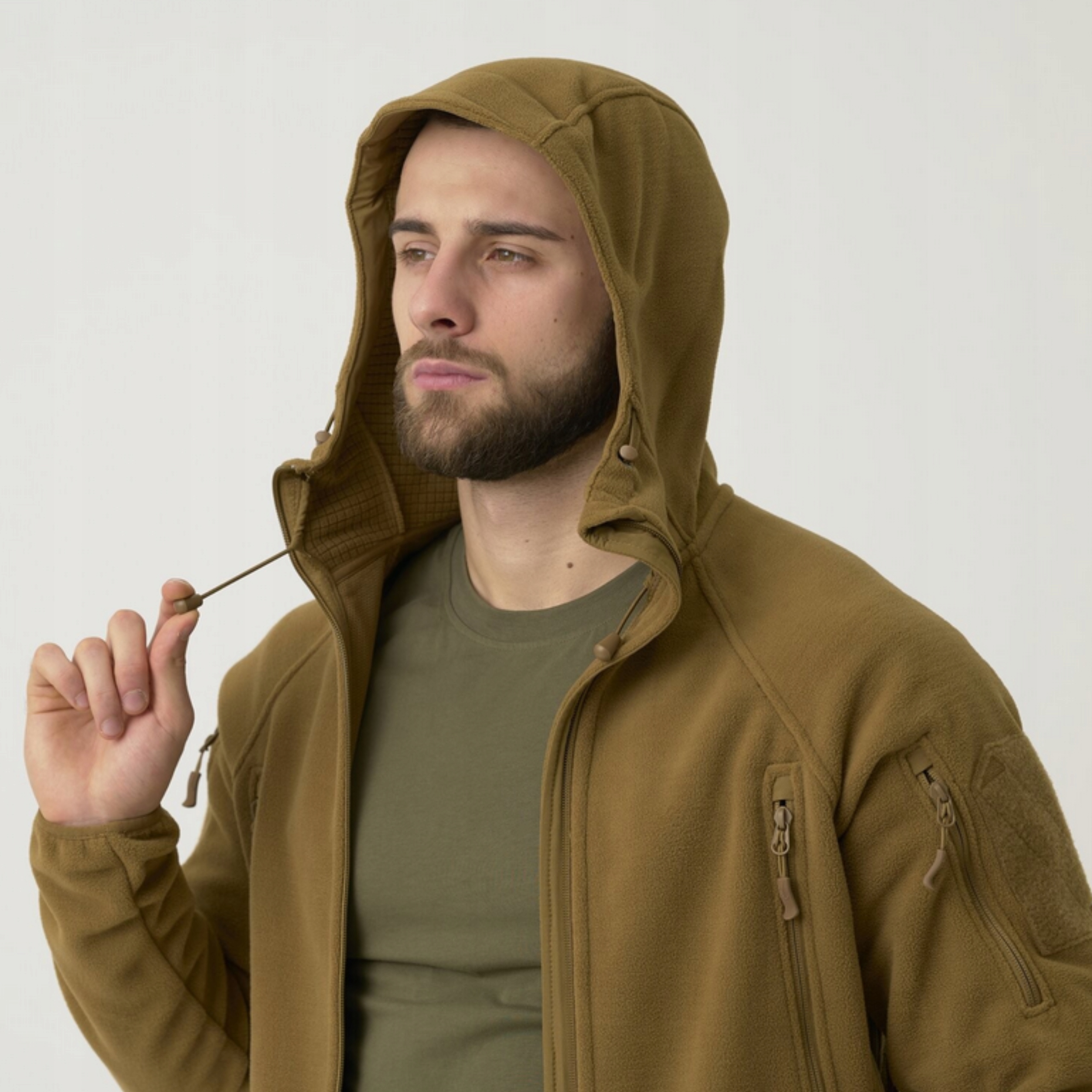 BLUZA MĘSKA Z KAPTUREM POLAR ROZPINANY HELIKON PATRIOT MK2 SZARA GREY L Liczba kieszeni 6