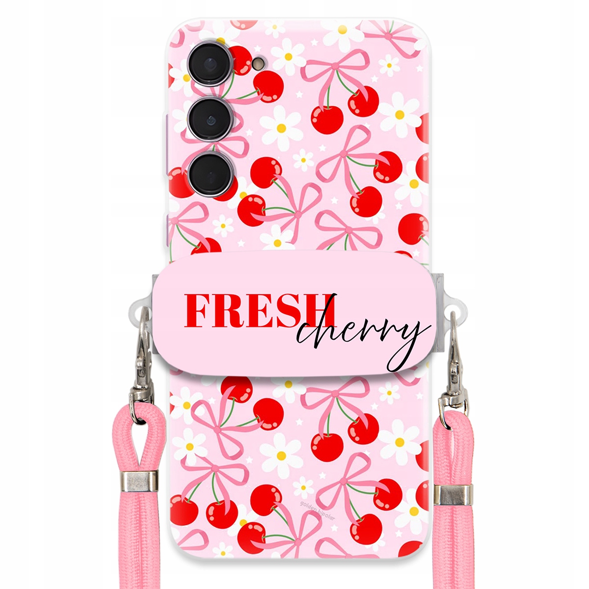 Pouzdro pro Samsung S24 Plus Case Držák na šňůrku Růžový Fresh Cherry Mašle