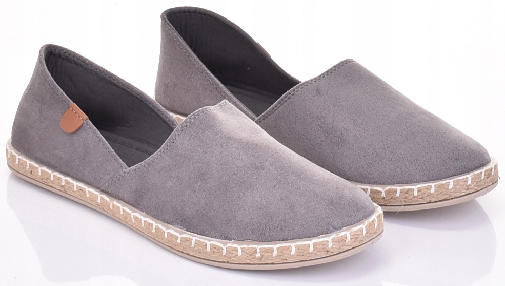 ESPADRYLE DAMSKIE ZAMSZOWE WSUWANE NA SŁOMCE KLASYCZNE BUTY LETNIE Wzór dominujący bez wzoru