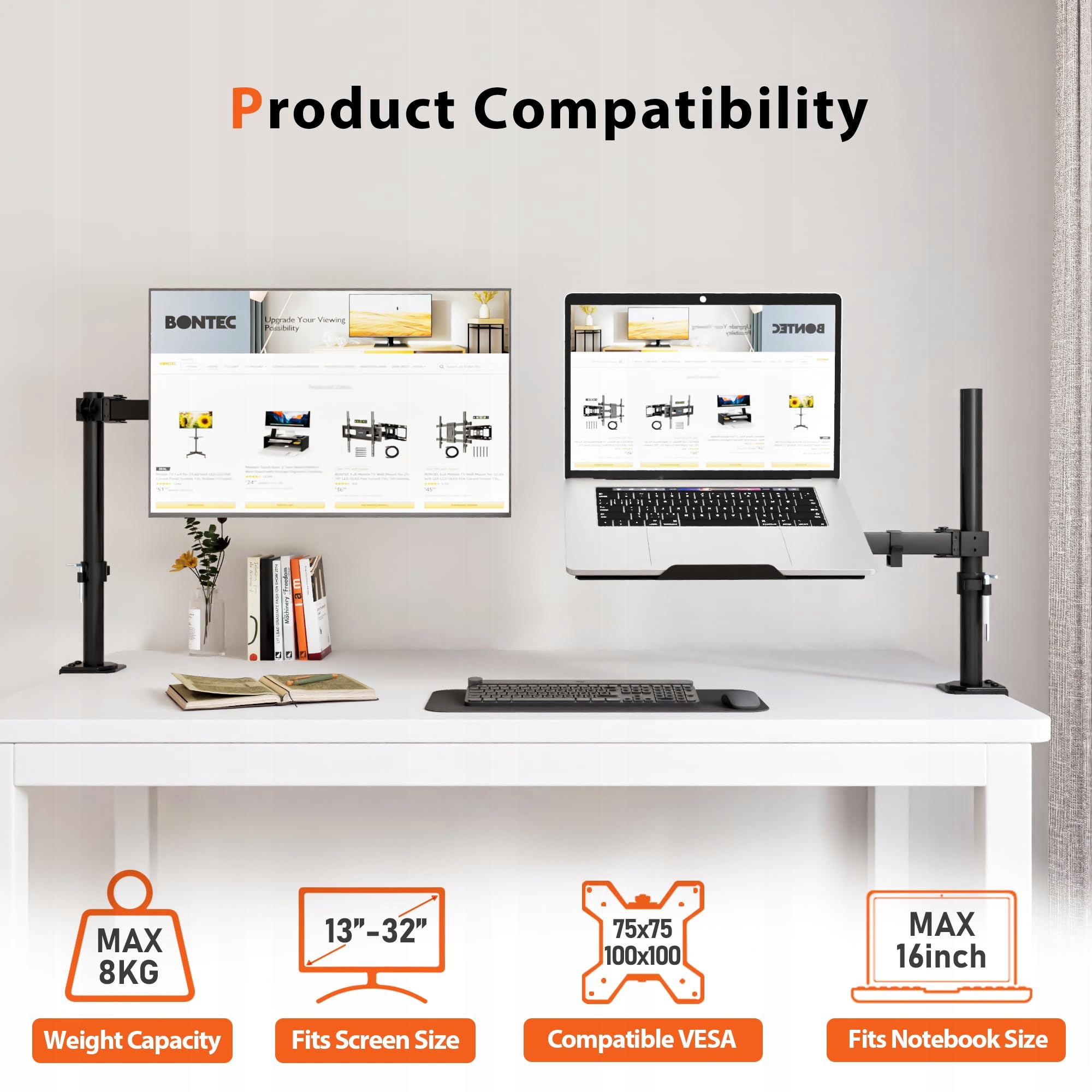 REDBAT Regulowany Uchwyt Stojak Na Monitor I Laptop 13-32 Cal LCD LED — miniatura 4