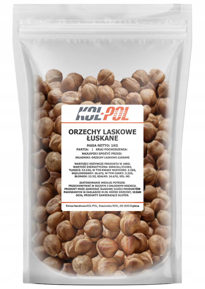 Levně Lískové ořechy 1 kg Loupané přírodní velké čerstvé Kol-Pol