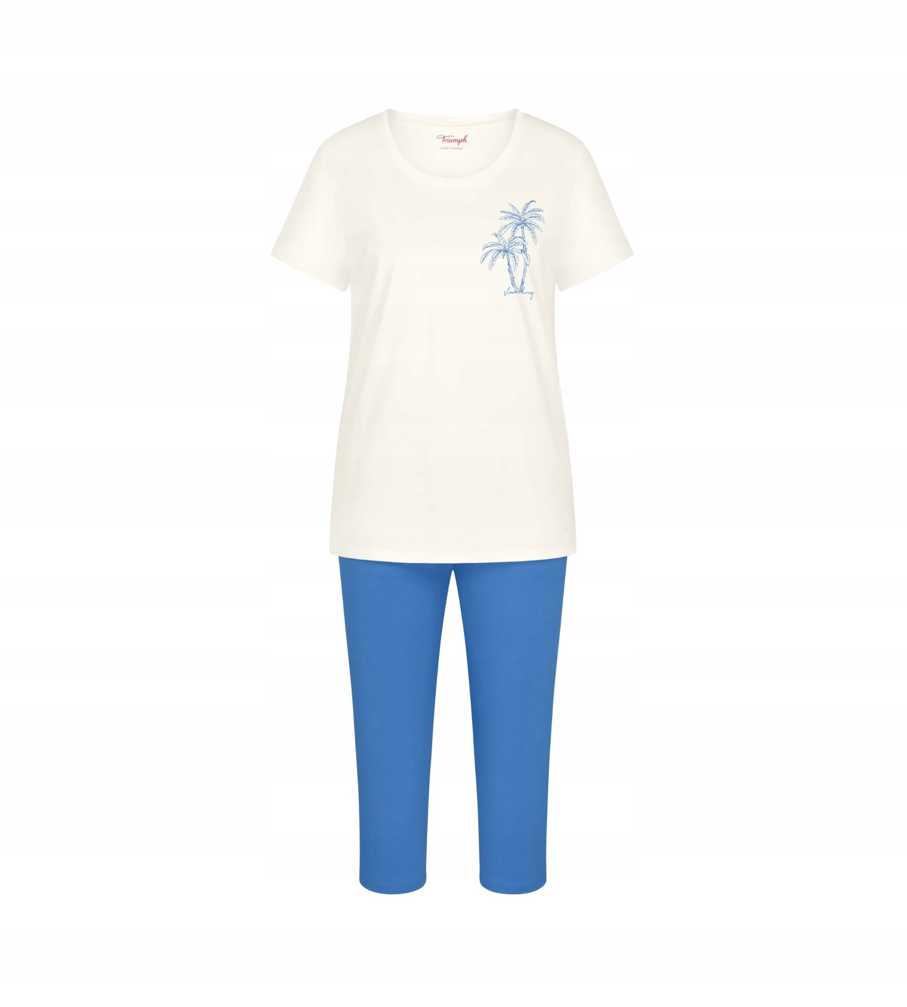 Dámské pyžamo Triumph Krátký rukáv Pk Capri X 03 Bílo/modré 42