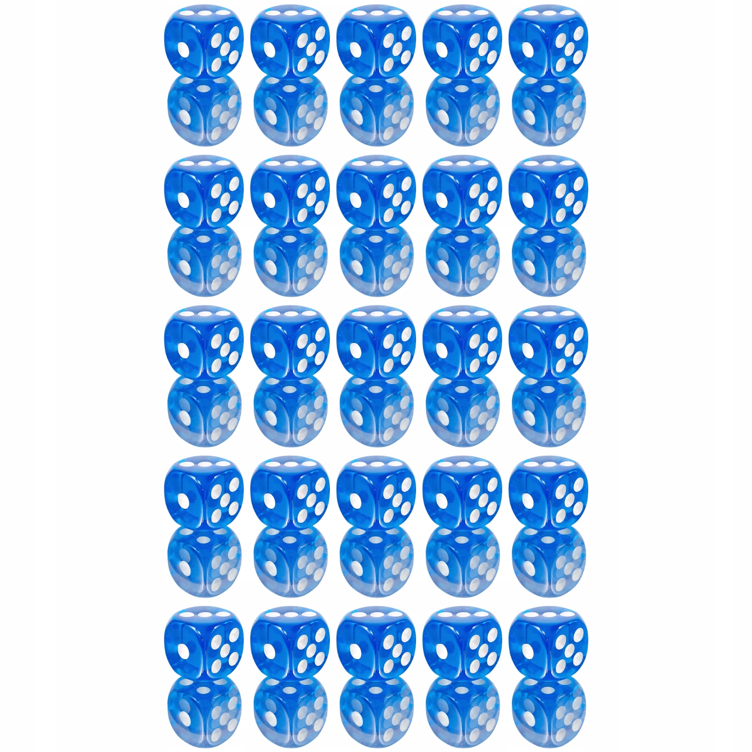 ZESTAW 25 KOSTEK K6 RPG BŁĘKITNA PERŁA KOŚĆ SZEŚCIOŚCIENNA 1,1 CM