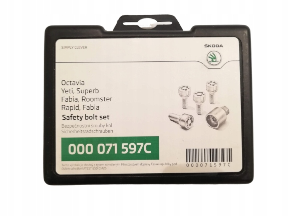 Sada skrutiek Bezpečnostné skrutky proti krádeži kolies 000071597C Skoda