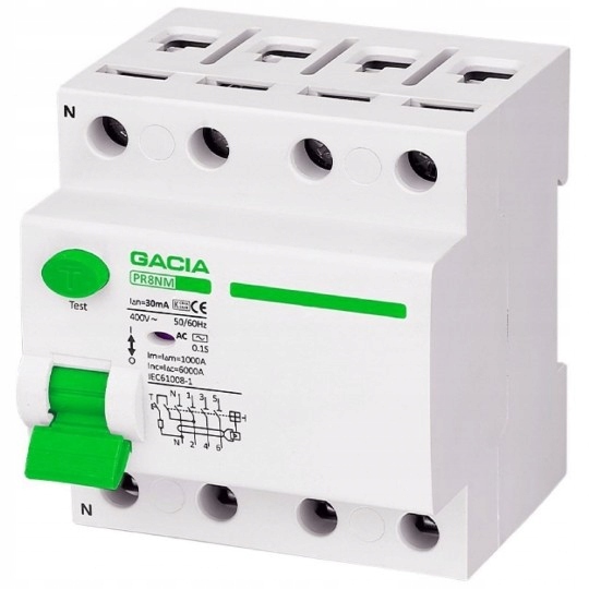 

Wyłącznik różnicowoprądowy Gacia PR8NM4P25A30MA Ac