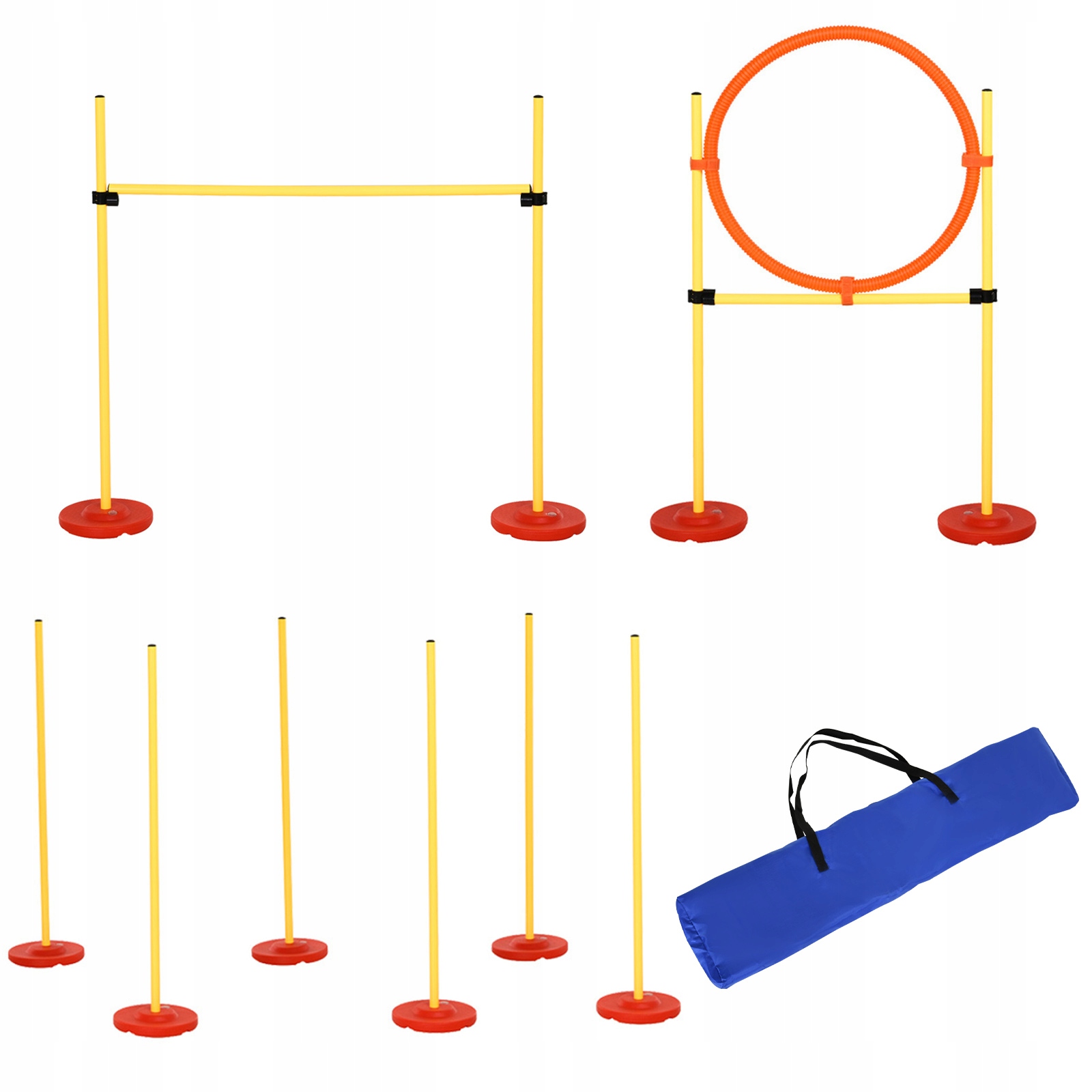 Sada agility Pawhut, žlutá, D128 x Š23 x V9-100 cm