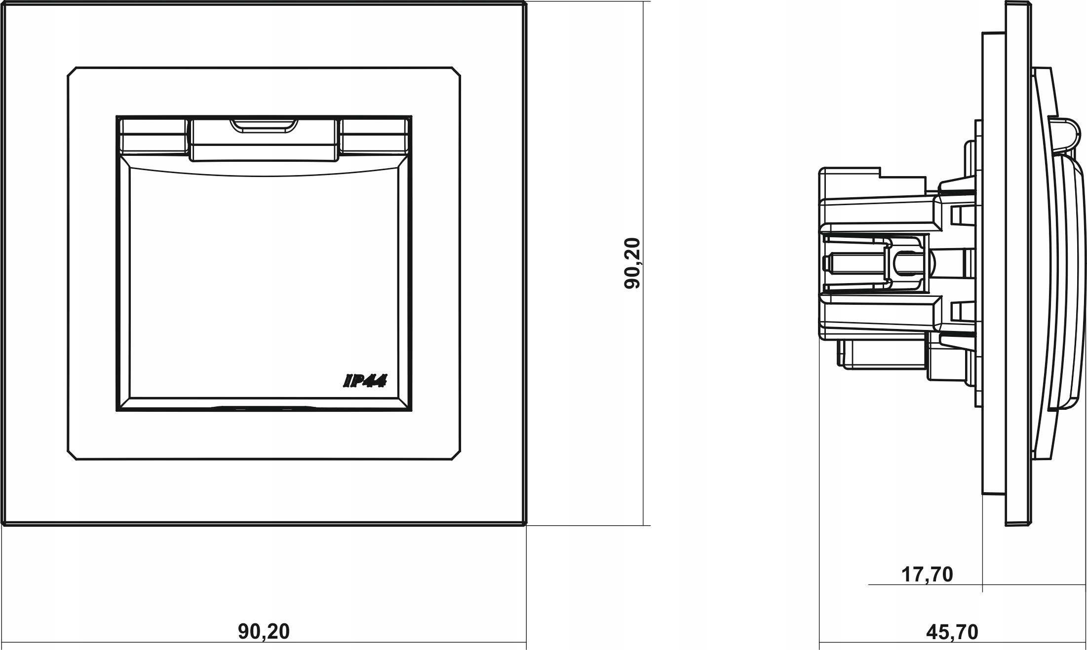 KARLIK DECO Gniazdo hermetyczne 12DGPB-1zd Kolor czarny