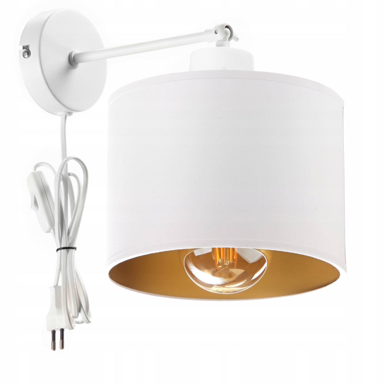 Nástěnné Svítidlo Noční Stínidlo S Vypínačem Zlaté Led E27