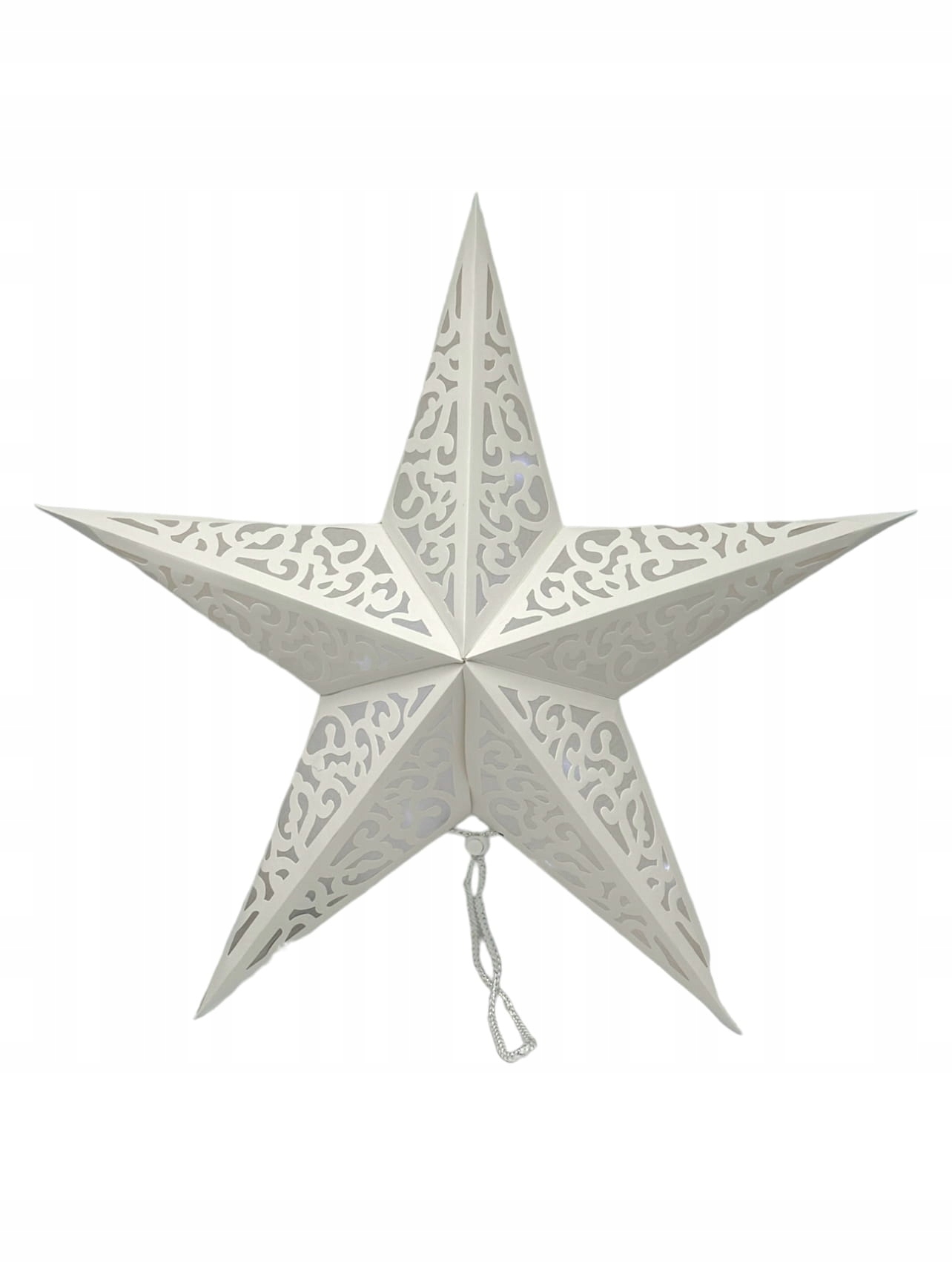 GWIAZDA PAPIEROWA Z LAMPKAMI LED BIAŁA DUŻA 60 CM WITRAŻ Z BIBUŁĄ NWM775 Kod producenta NWM775