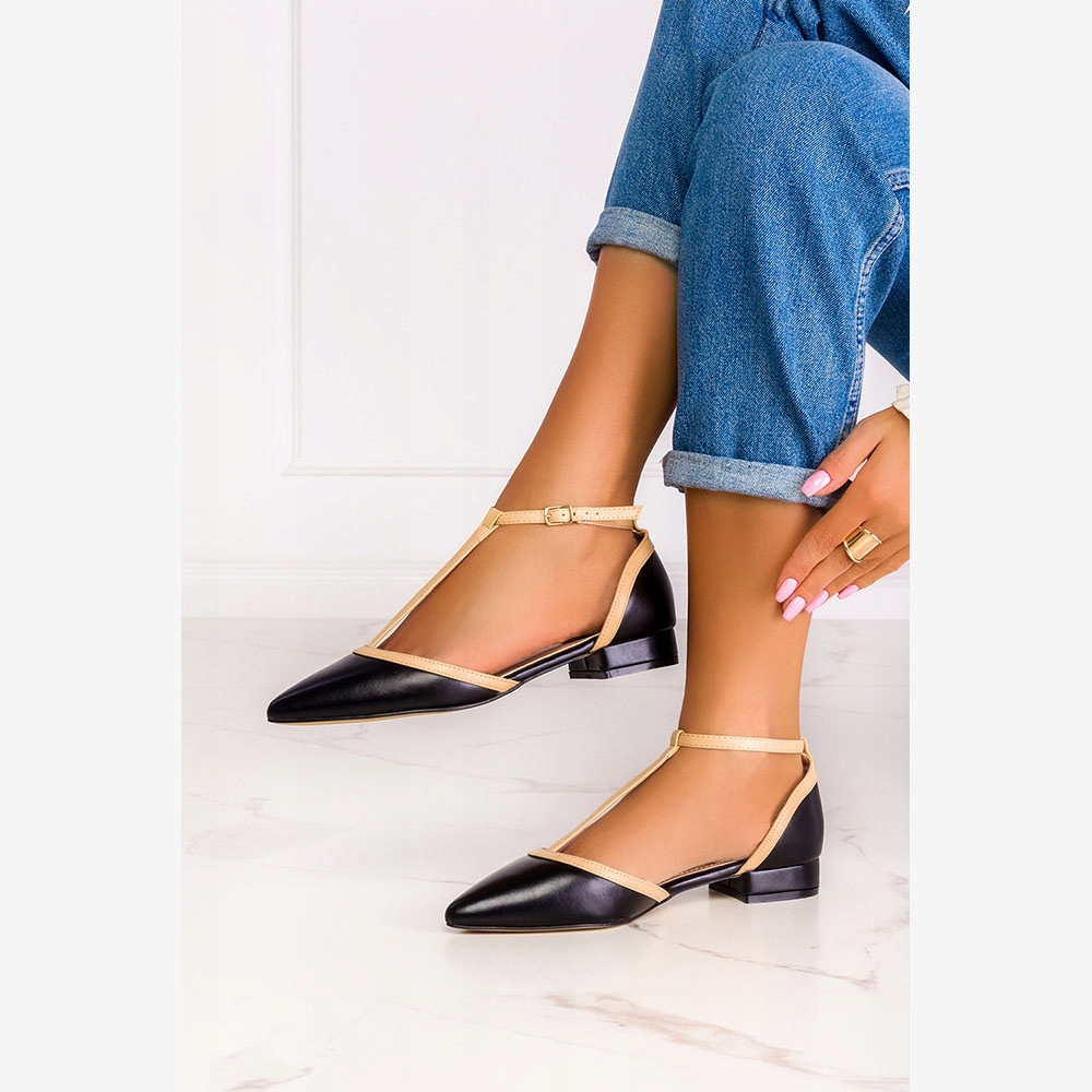 BALERINY DAMSKIE PŁASKIE BUTY T-BAR LEKKIE NEW 39 Marka Casu