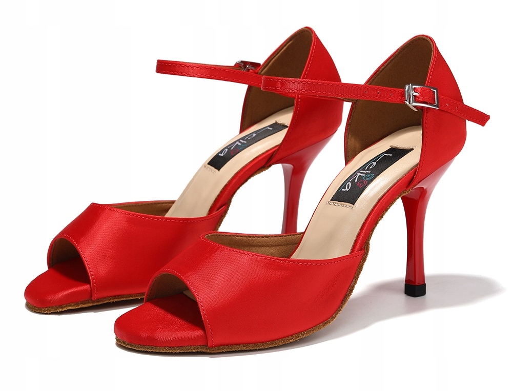 Buty Do Tańca Taneczne Profesjonalne Tango Satyna Czerwone 8,5cm ROZ.35