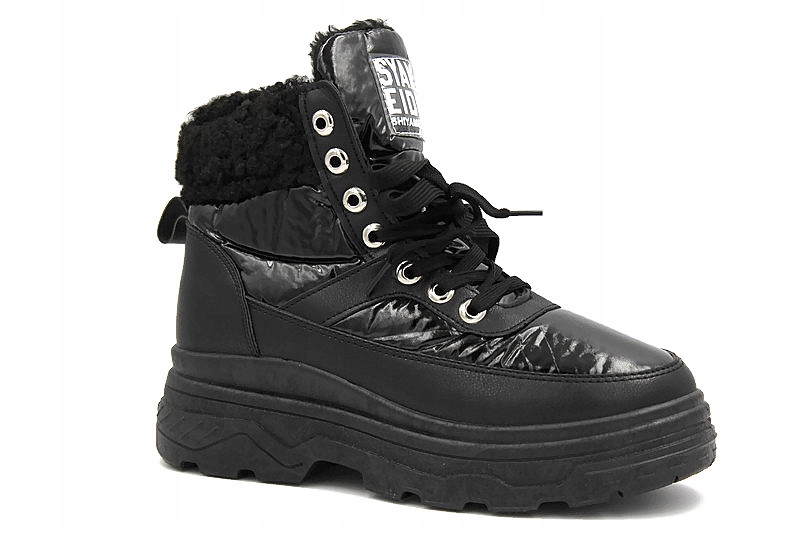 JL801 DAMSKIE CZARNE OCIEPLANE BUTY SPORTOWE R37