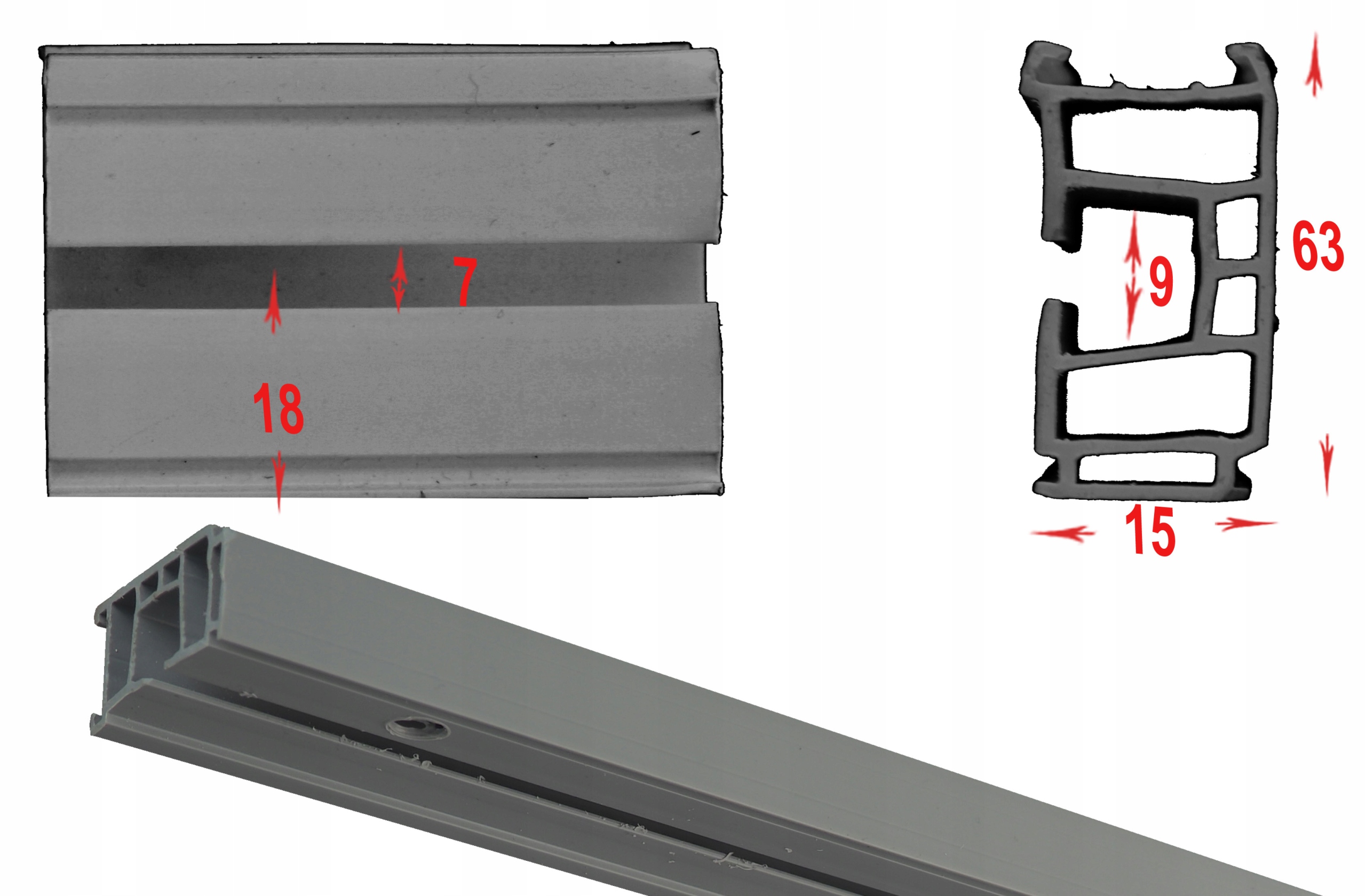 CZARNA SZARA szyna sufitowa PCV pojedyncza 2,9 m Kod producenta GKC129