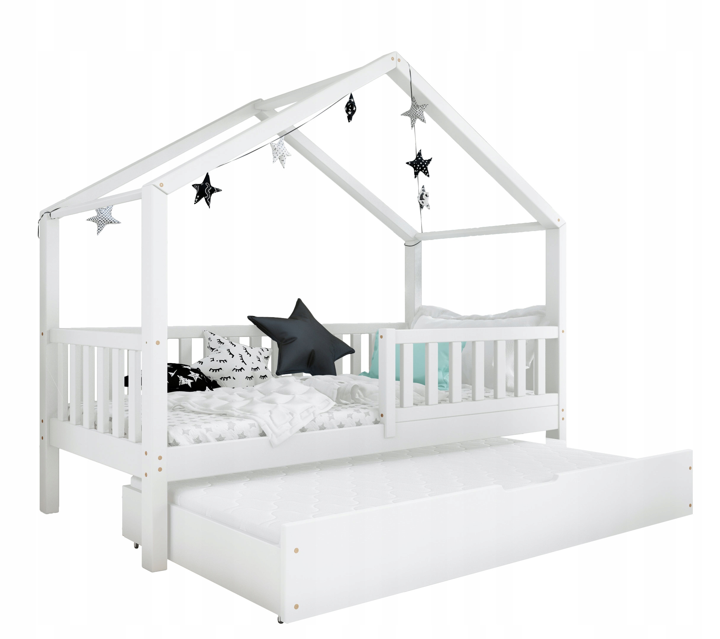 Łóżko dziecięce podwójne DOMI BIS2 białe 80x160