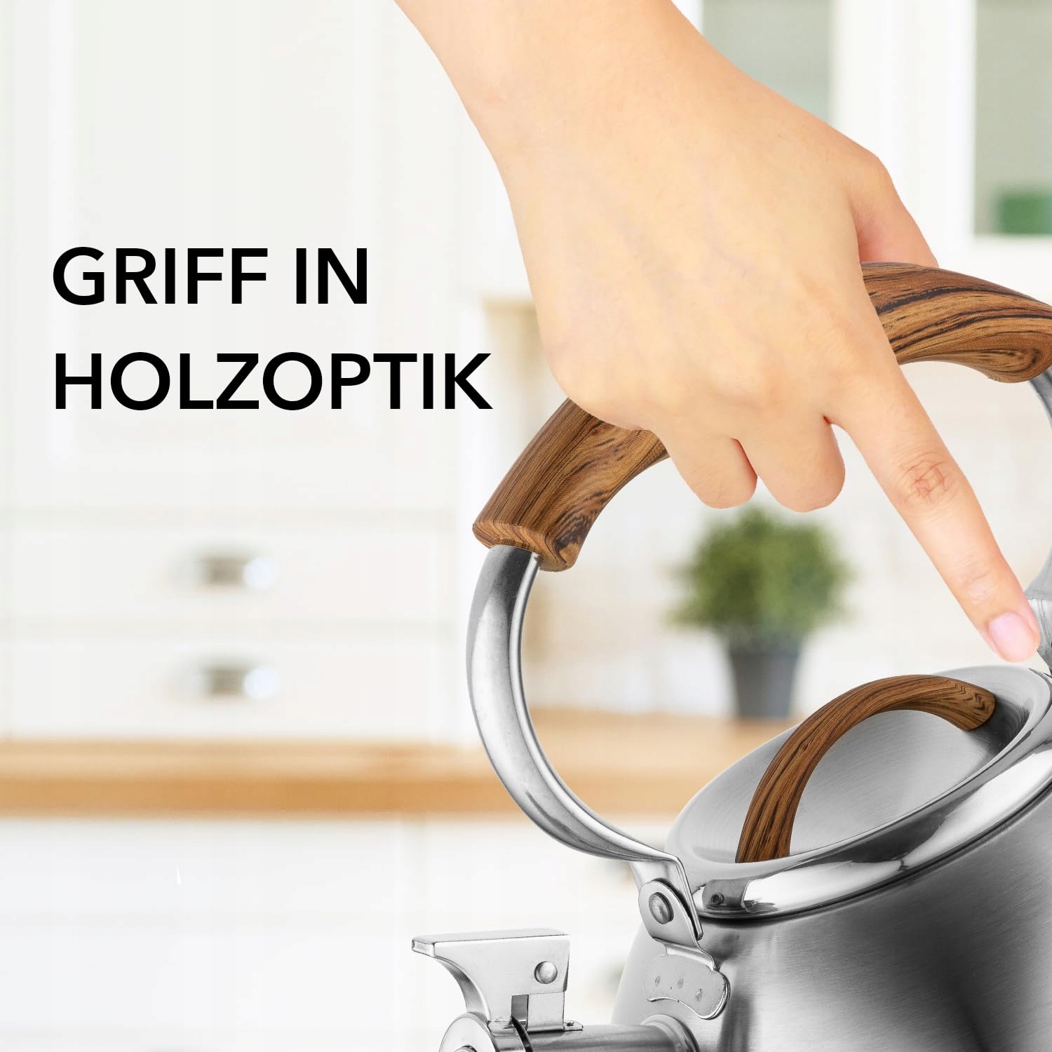 FLORINA JOE 2,5L Steel Kettle with Wooden Handle for Induction/Gas/Electric — miniatura 4