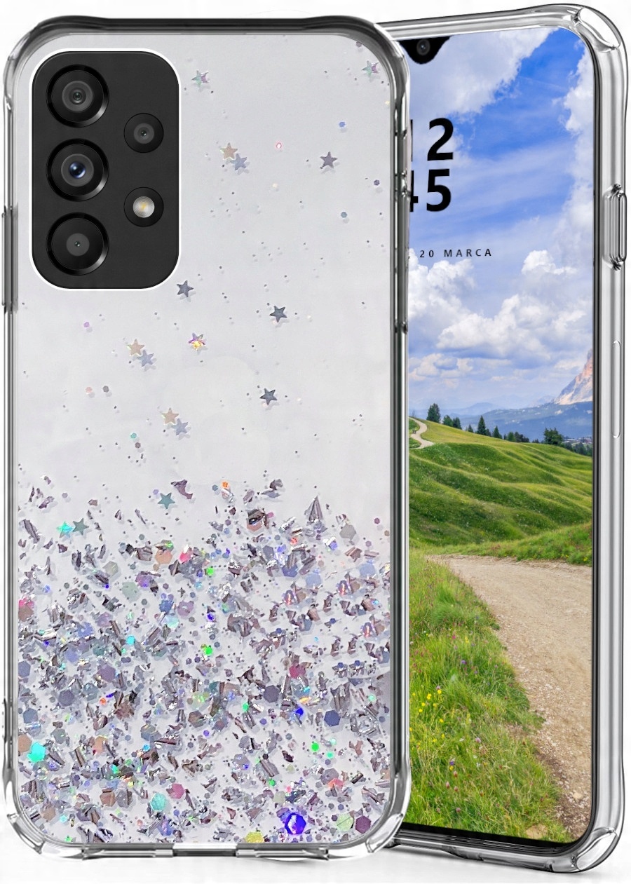 

Etui do Samsung A13 4G Glitter Case Brokat Szkło