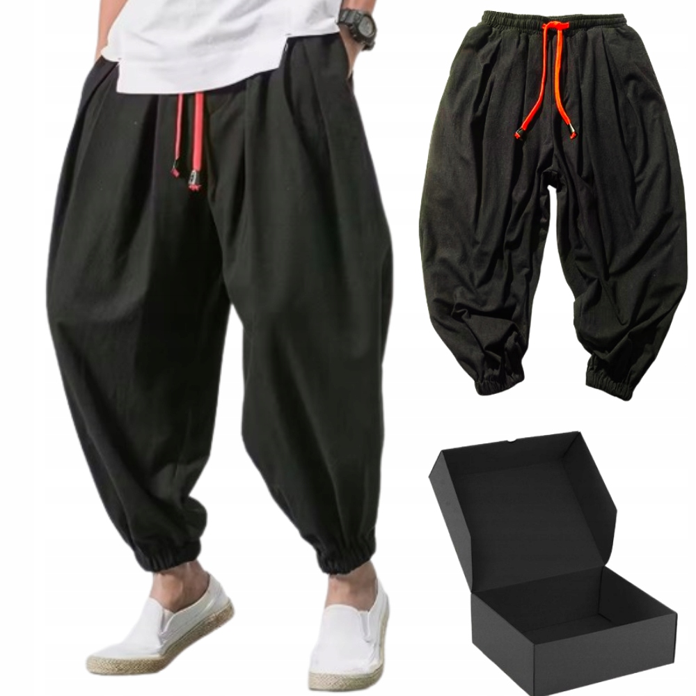 Spodnie Szarawary, Pumpy, Męskie, Czarne – Bawełniane, przewiewne, Joga