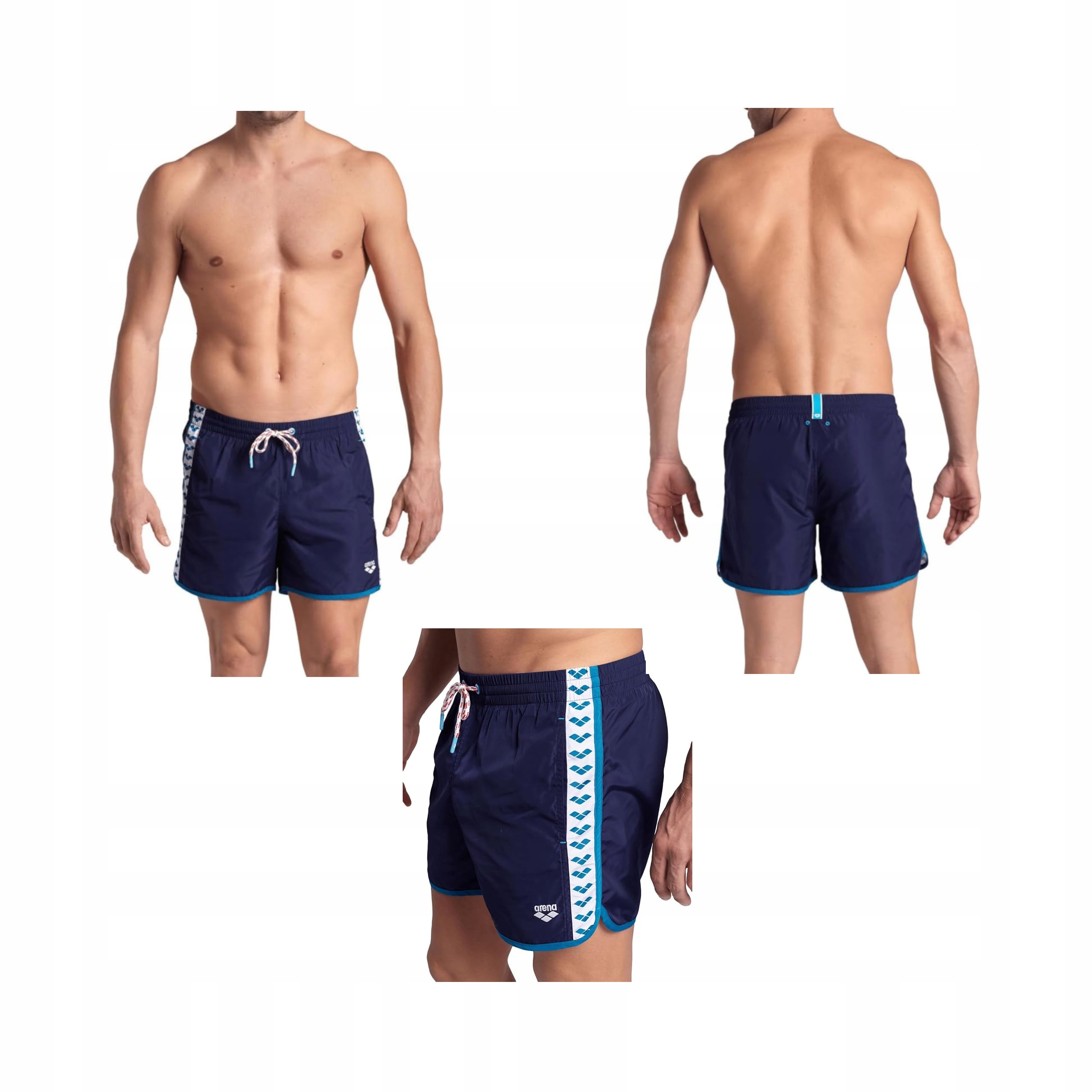 Pánské Plážové Šortky Arena M Team Stripe Beach Short, Tmavě Modrá Barva
