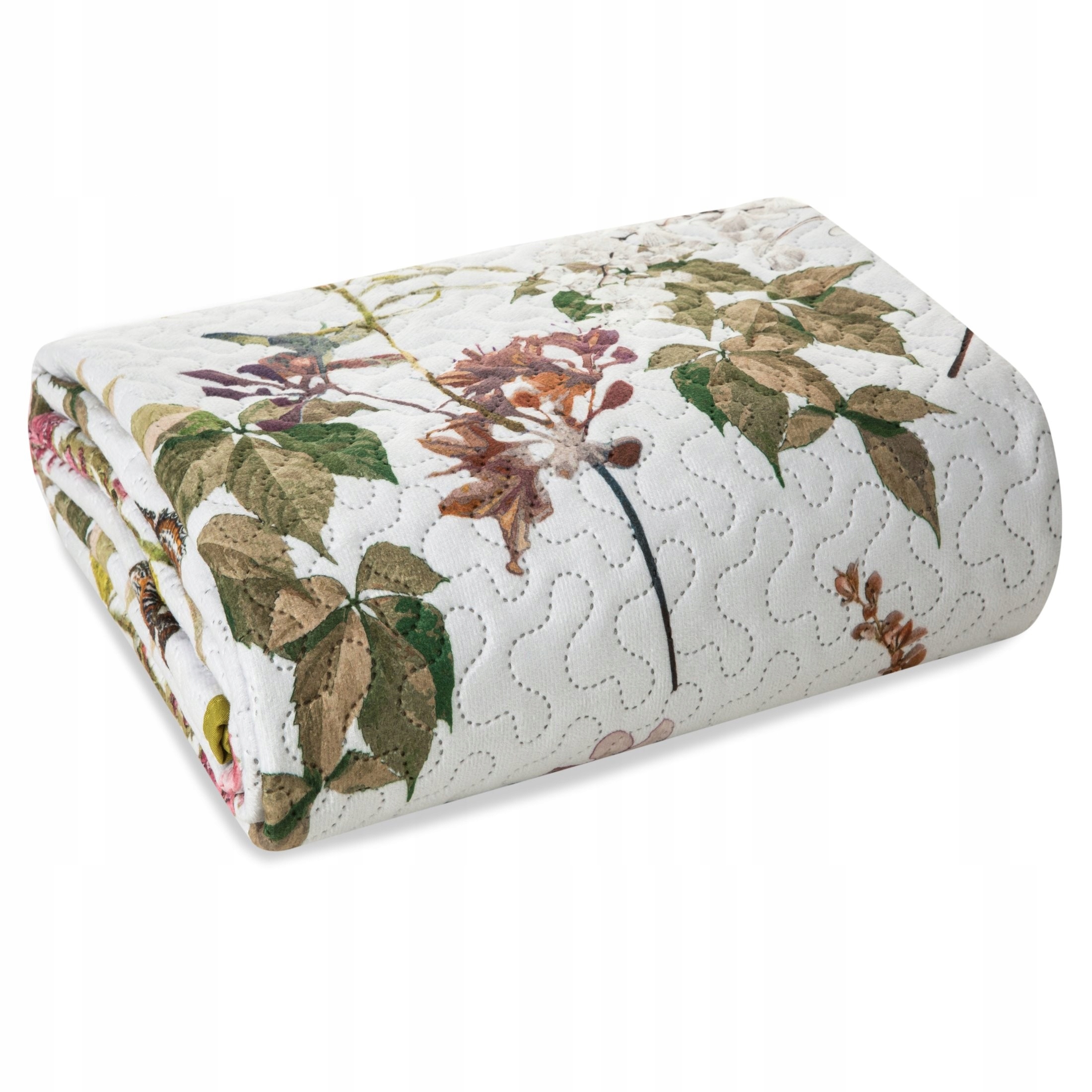 Přehoz na postel Rosa 170x210 květy větvičky prošívaná glamour boho měkký