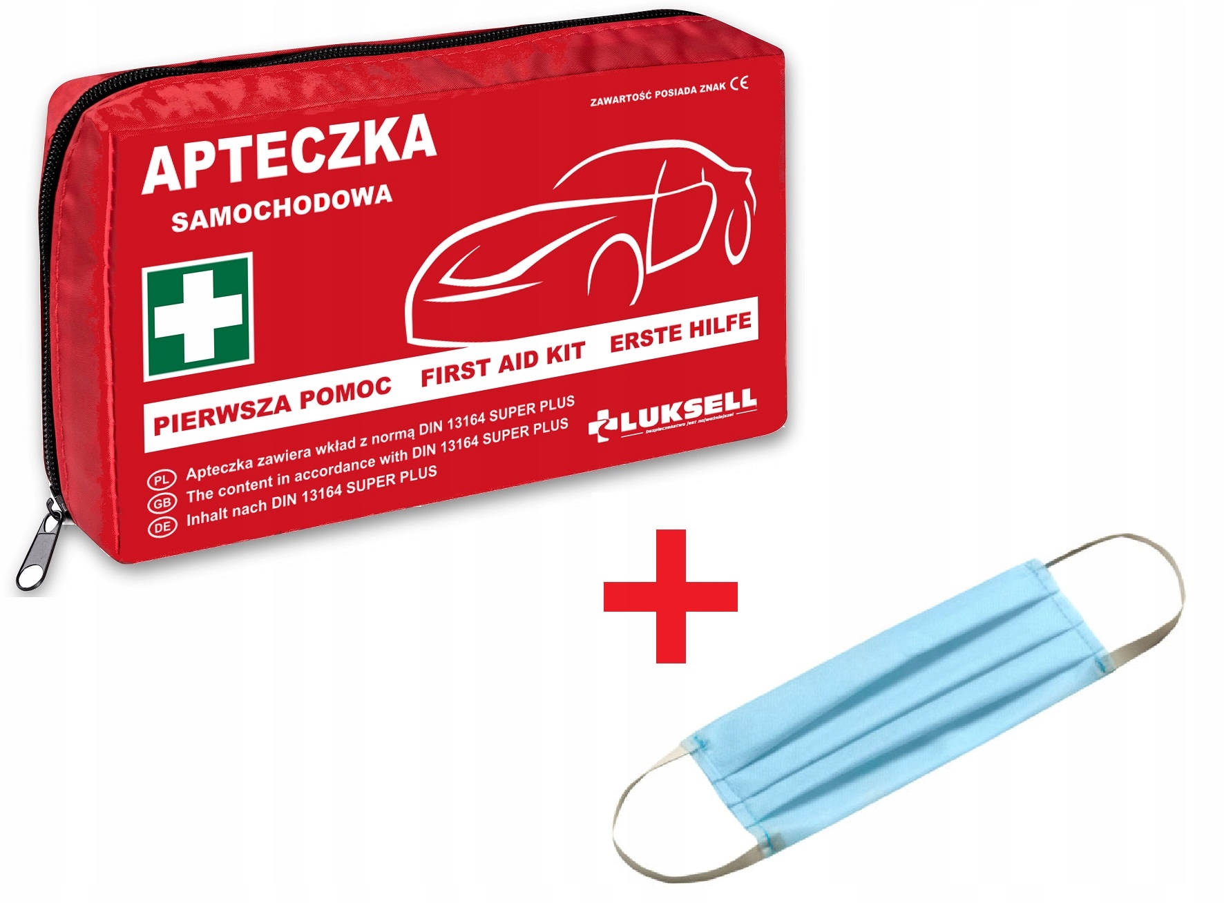 

Apteczka samochodowa Din 13164 Eu+ maseczka