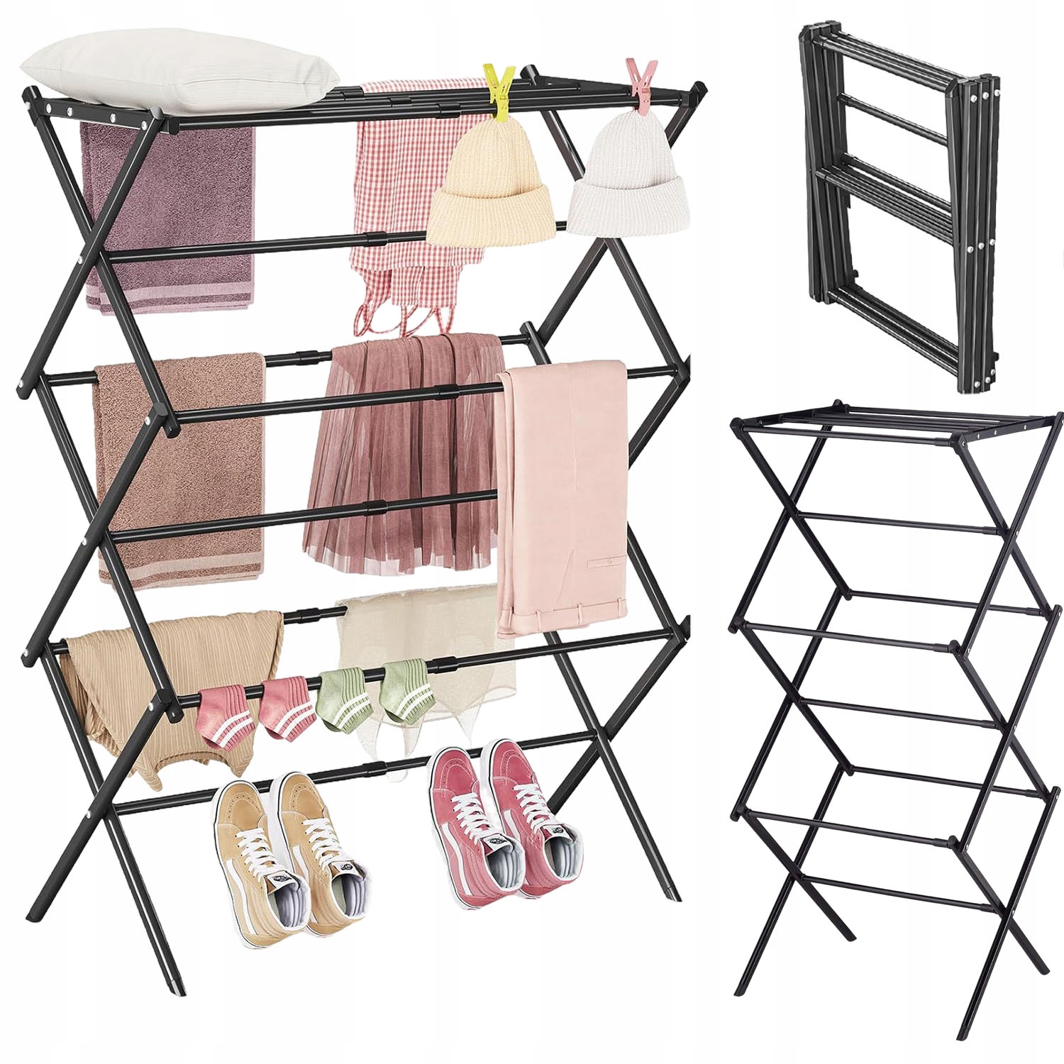 Levně Výsuvný Stojanový Sušák Na Prádlo 6 Úrovní Balkonový Rychlá Montáž