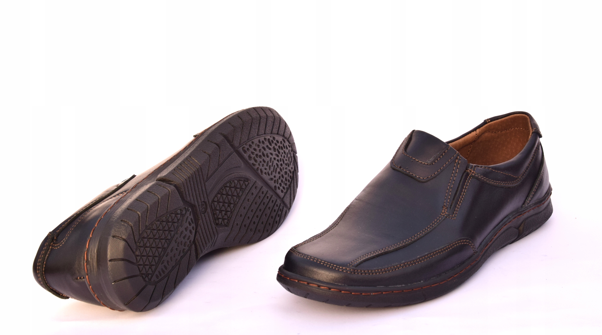 Półbuty wsuwane skórzane męskie buty polskie 115 Długość wkładki 26.5 cm