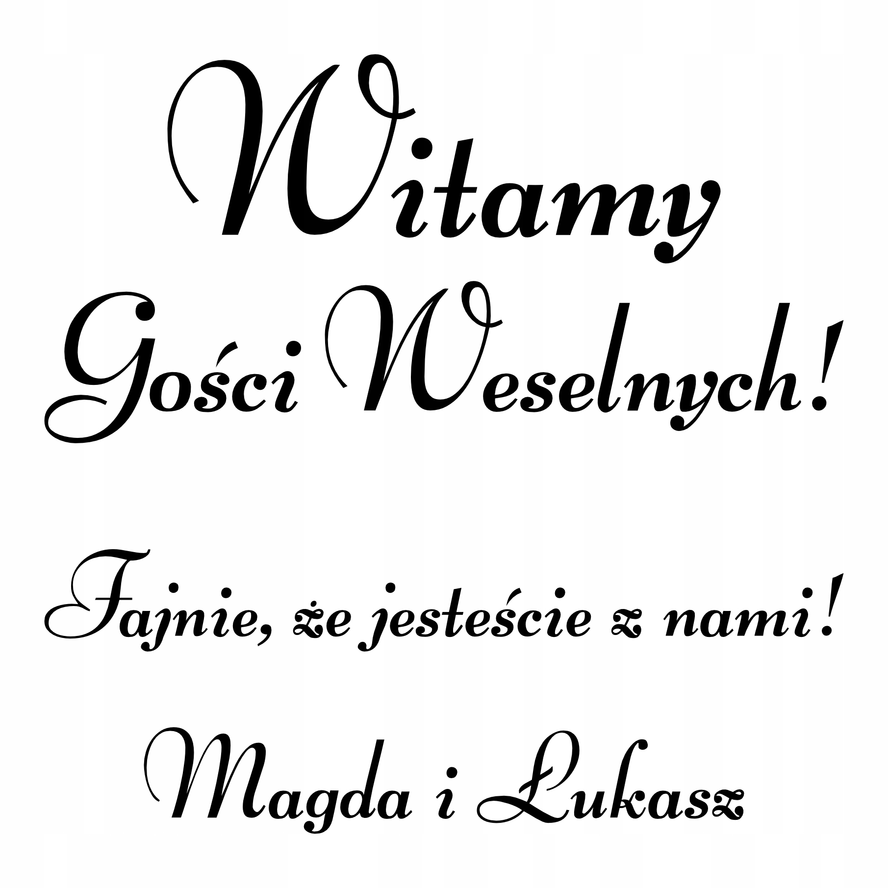 naklejka WITAMY Twoje imiona i data 45x44cm