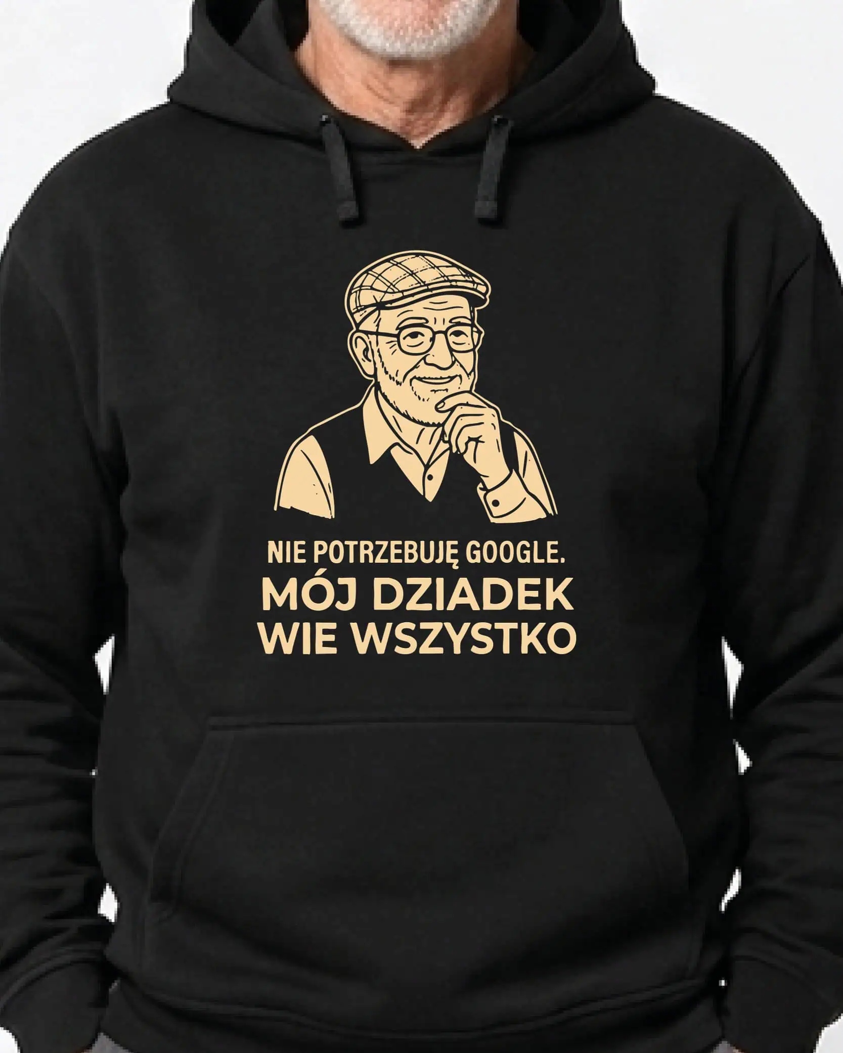 Mikina s kapucí Dárek pro dědečka Pokladnice znalostí Černá XL