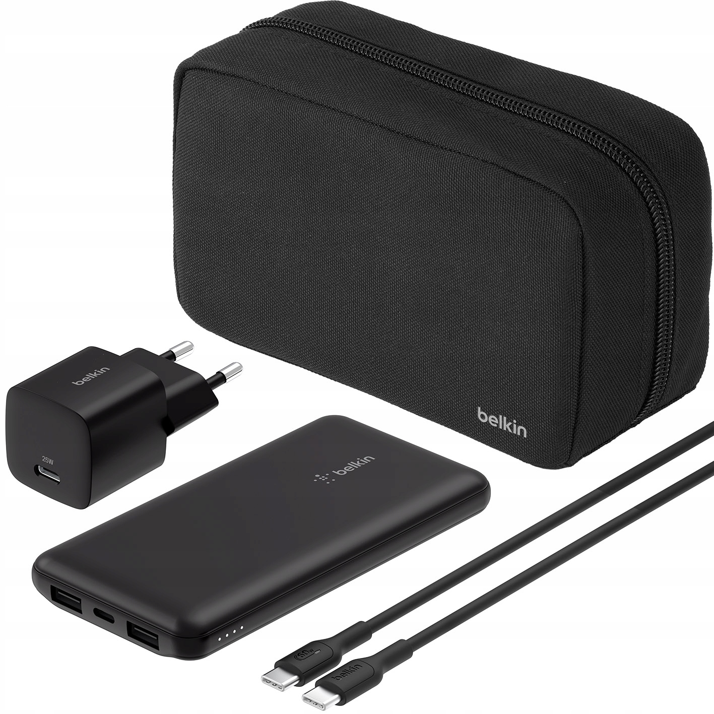 Belkin Power Bank 10K mAh 15W ładowarka sieciowa 25W kabel Usb-c etui