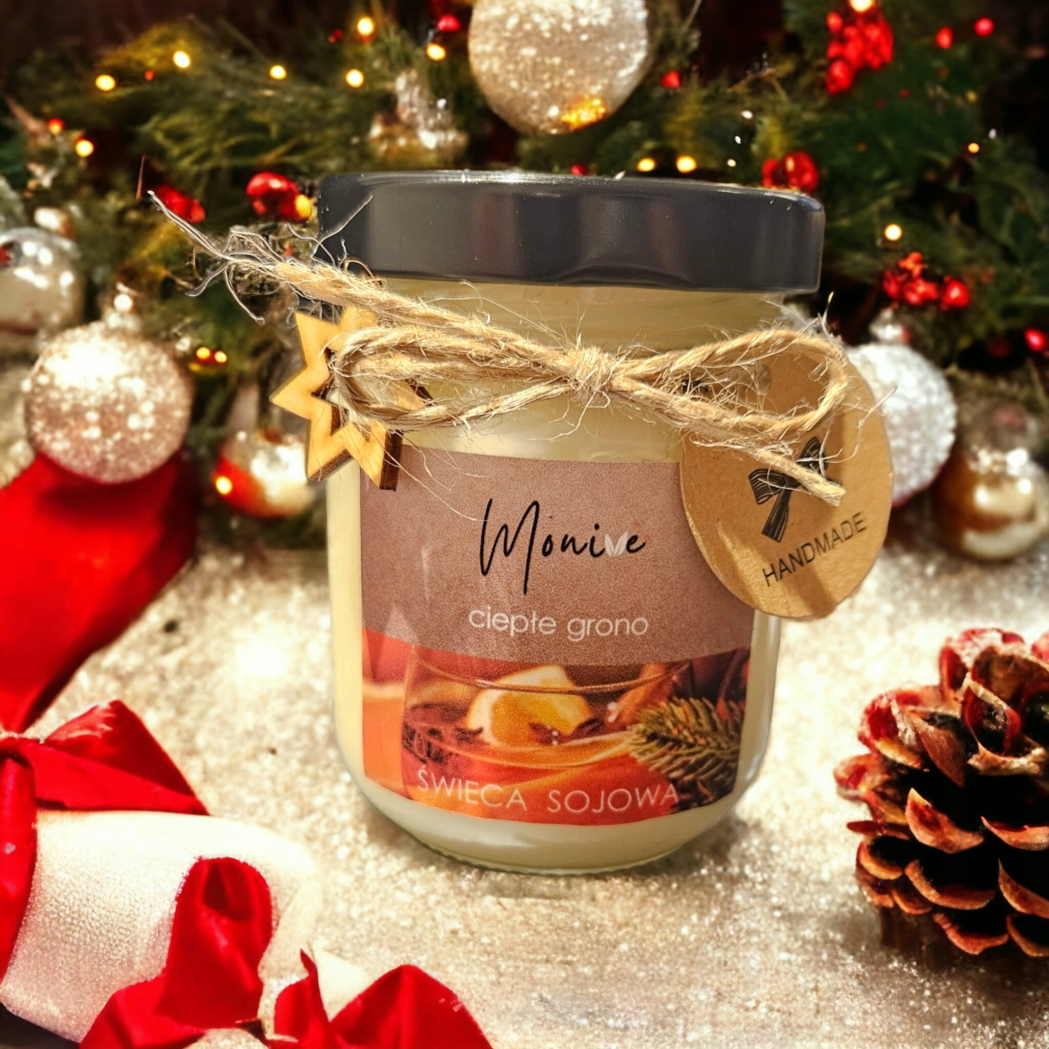 Zestaw świątecznych świec sojowych 4 szt Prezent na ŚWIĘTA 100% VEGE Monive Kolor wielokolorowy