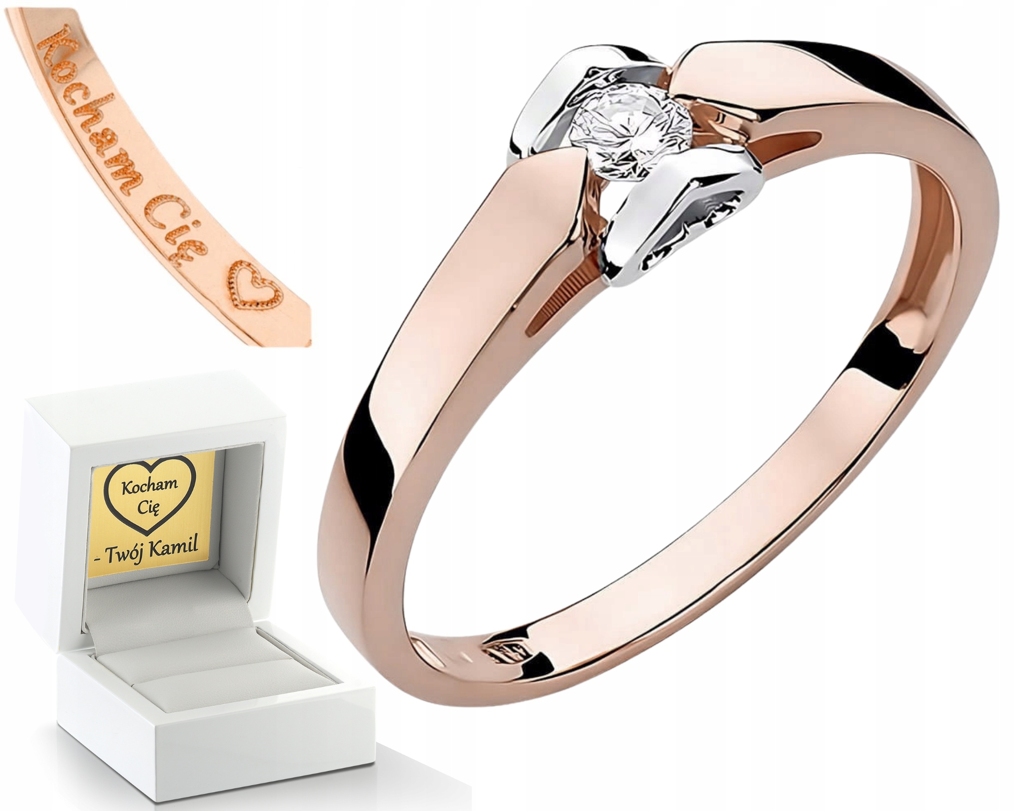 Růžové Zlato Prstýnek S Laboratorním Diamantem V Šesti Tlapkách