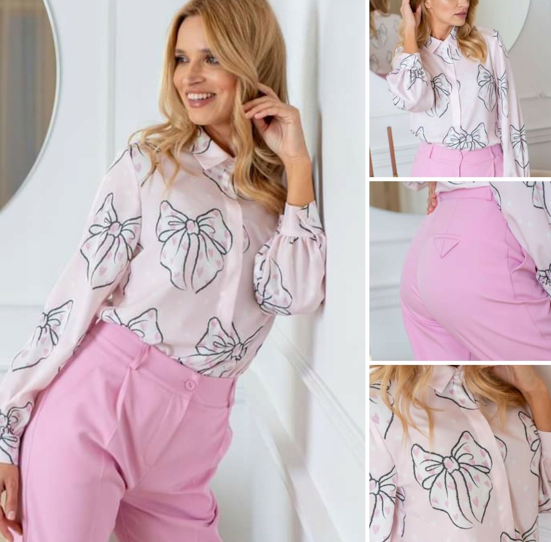 Růžová košile s mašličkami Model 0933 Lalous velikost S